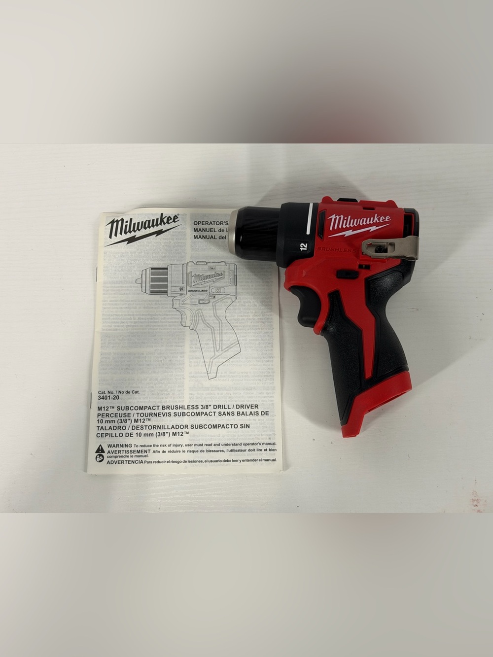 #380 Milwaukee 3401-20 M12 Subcompact Brushless 3/8in Drill Driver Bare Tool